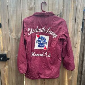 Vintage Aristo Jac Pabst Blue Ribbon Varsity Jacket Burgundy Unisex 18-20 Medium